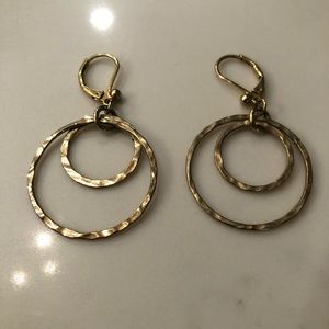 Gold double hoop clasp earrings